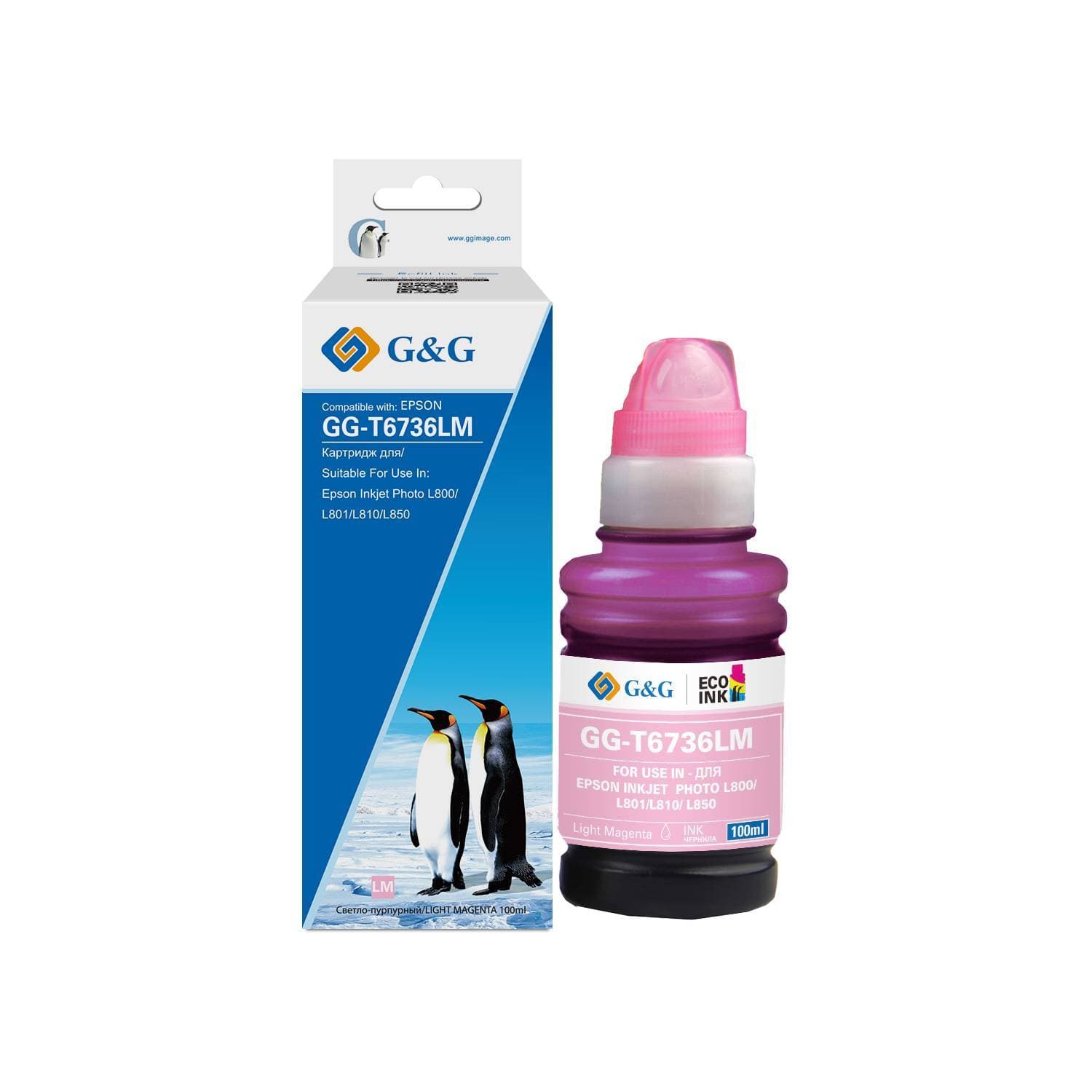 Чернила G&G, аналог Epson C13T67364A (T6736LM) светло-пурпурные 100 ml