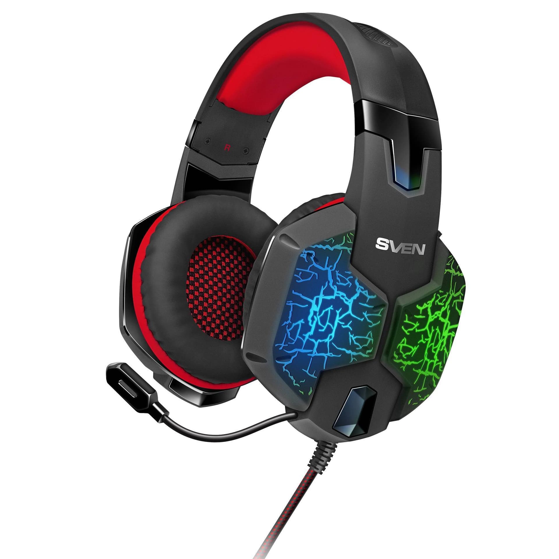 SVEN Гарнитура проводная игровая AP-U988MV, RGB, звук7.1, USB, 2,2м, чёрный