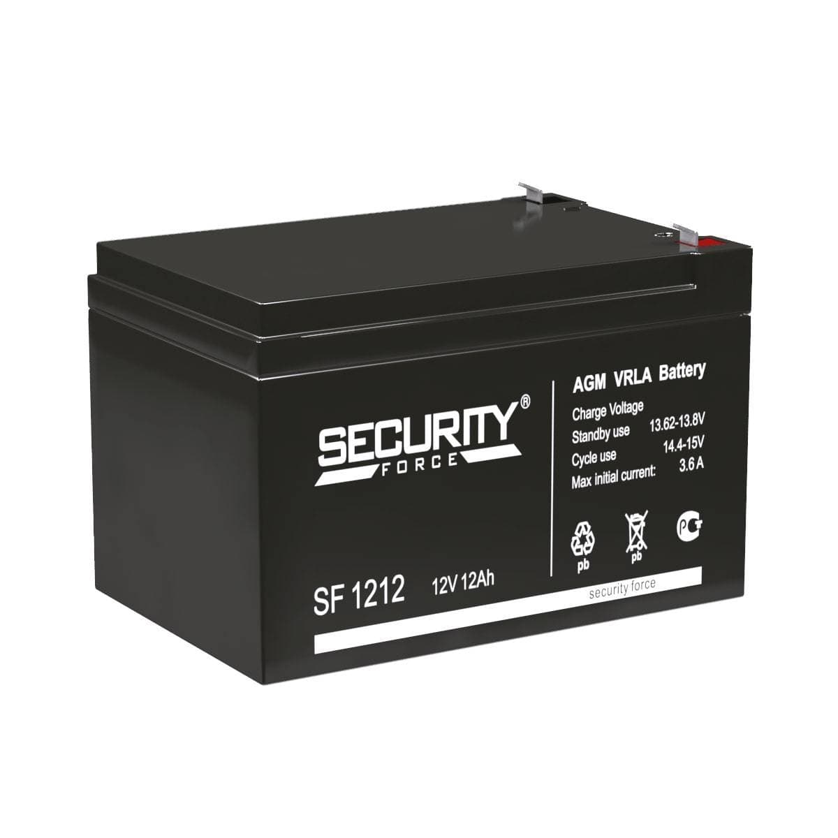Аккумуляторная батарея Delta (Security Force SF) SF 1212 12В/12Ач, клемма F2 (151х98х95мм (101мм); кг; Срок службы 3-5ле