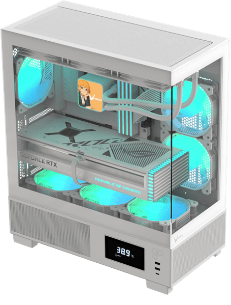 Корпус Formula V Line Crystal E1 White, ATX, TYPE-C*1, USB3.0*2, Switch Display Panel