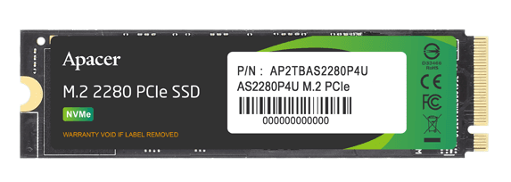 Твердотельный накопитель Apacer SSD AS2280P4U 512Gb M.2 2280 PCIe Gen3x4, R3500/W2300 Mb/s, 3D NAND, MTBF 1.8M, NVMe, 350TBW, Retail, 5 years (AP512GAS2280P4U-1)