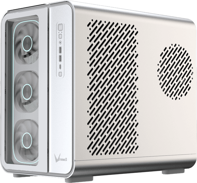 корпус Formula V Line Crystal U7 Air Fusion White, ATX, TYPE-C*1, USB3.0*2, Aluminum + Tempered Glass, FRONT 1x Air Fusion 3 White, REAR 1x Air Fusion 1 White