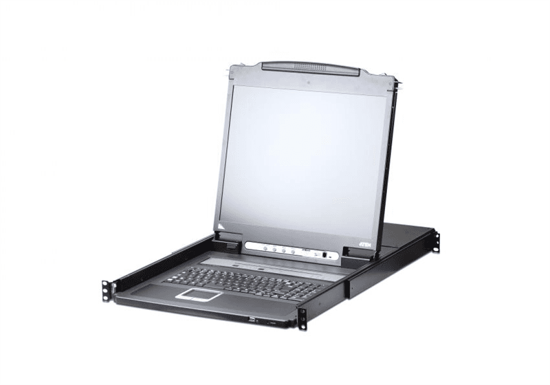 КВМ переключатель ATEN 17" 1-Local/Remote Share Access 8-Port PS/2-USB VGA Single Rail LCD KVM over IP switch