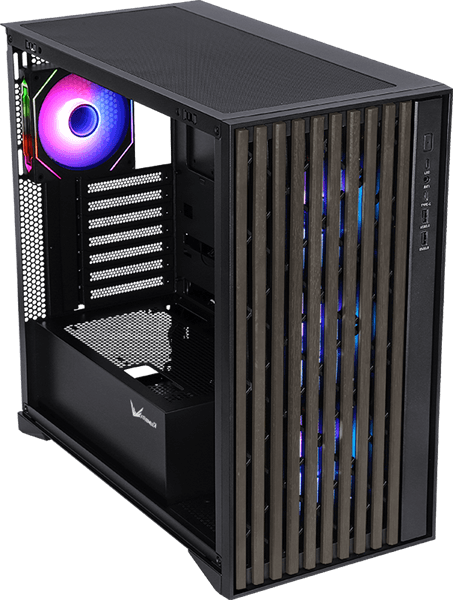 корпус Formula V Line TimberLine T0 Black, ATX, wood+plastic front, TYPE-C*1, USB3.0*2, FRONT 3x120mm FRGB, REAR 1x120mm FRGB (незначительное повреждение коробки)