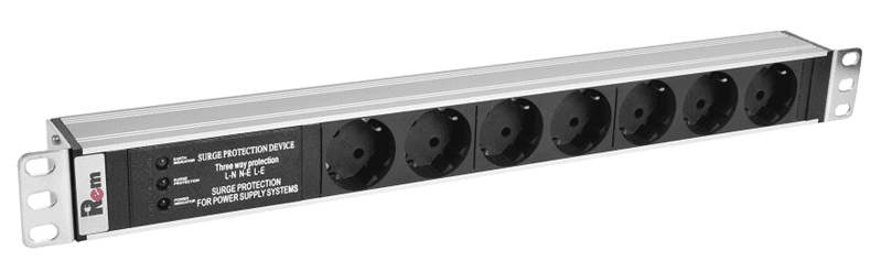 Гор блок розеток Rem-10, 1х10A, фил, инд, 7S, 19", вход C14