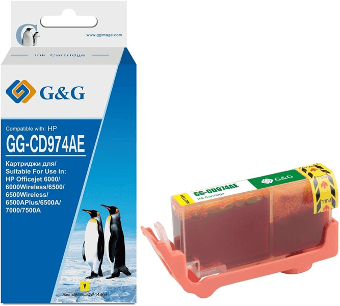 Картридж G&G GG-CD974AE желтый (14.6мл) для HP Officejet 6000/6500/6500A/7000/7500A