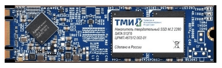 Твердотельный накопитель ТМИ SSD M.2 2280 512ГБ SATA3 6Gbps, 3D TLC, до R560/W520, IOPS (random 4K) до R66K/W73K, 1136,36 TBW, 3,11 DWPD 2y wty (Реестровая запись истекла 19.02.26)