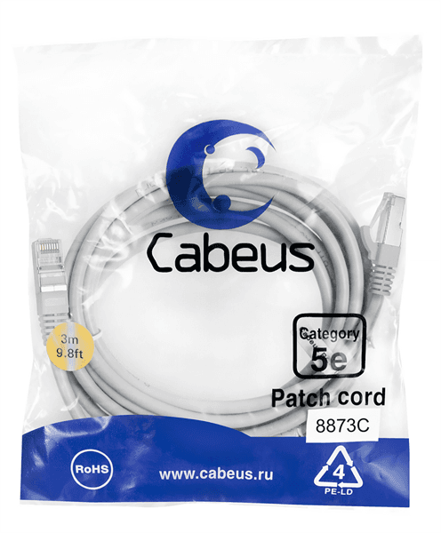 Cabeus PC-FTP-RJ45-Cat.5e-3m-LSZH Патч-корд F/UTP Cat.5e экранированный 3м