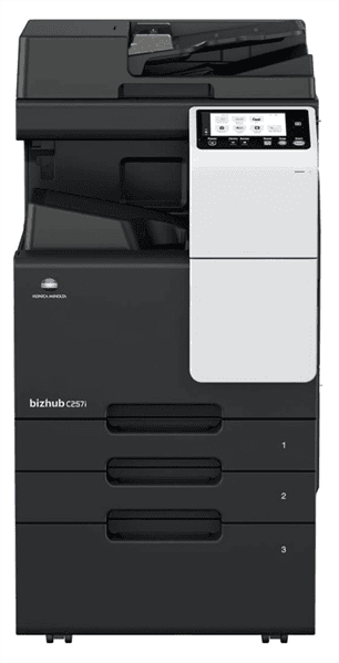 МФУ лазерное Konica Minolta Bizhub C257i (ACVD021), A3, цветной, печ. 25 стр/мин (A4) 12 стр/мин (A3), скан. до 55 стр/мин., 1800 x 600 dpi (печать) 600 x 600 dpi (скан.), USB, Ethernet, без картриджей и автопода - установка и запуск специалистом АСЦ
