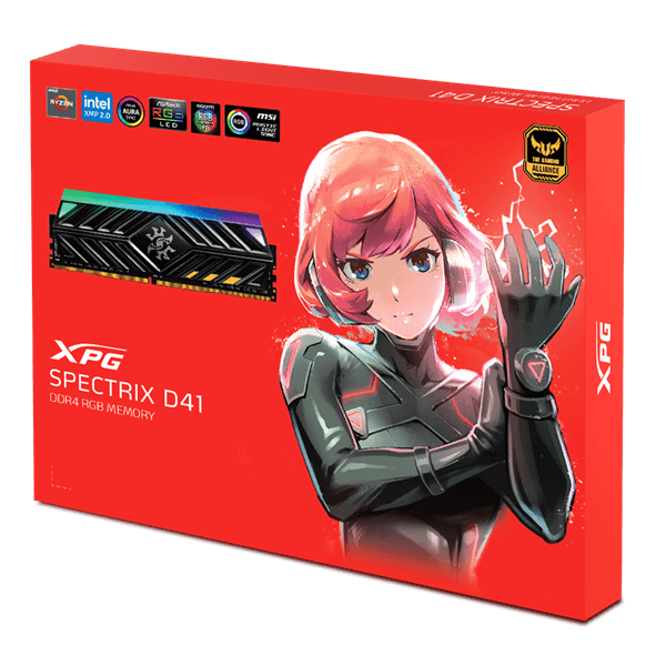 Оперативная память ADATA SPECTRIX D41 DDR4 DIMM 32GB 3600MHz 2*16GB 18-22-22 1.35V TUNGSTEN GREY DUAL COLOR BOX