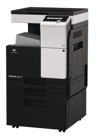 Лазерное многофункциональное устройство Konica Minolta bizhub 287 (МФУ, A3, 28 стр./мин, без крышки и ADF, без тумбы, без картриджей, без кабеля питания, запуск только инженером платно)