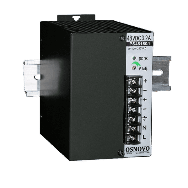 Промышленный блок питания OSNOVO PS-48150/I Промышленный блок питания. DC48V, 3.2A (150W). Диапазон входных напряжений: AC195-265V. КПД: 83%. Регулировка выходного напряжения в диапазоне 45-53V. Защита от короткого замыкания