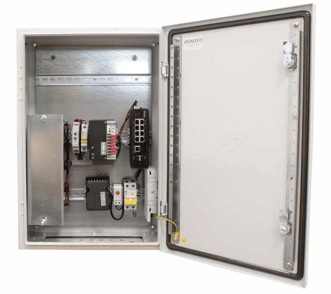 Уличный коммутатор OSNOVO OS-46TB1(SW-60812/I) Уличный коммутатор с термостабилизацией и резервным питанием на базе уличной станции OSNOVO OS-46TB1. Порты: 6 x FE (10/100Base-T) с PoE (до 30W) + 2 x FE (10/100Base-T) с