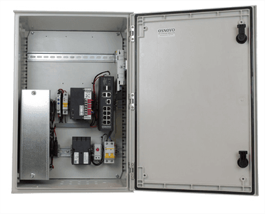 Уличный коммутатор OSNOVO OSP-46TB1(SW-80822/ILR) Уличный управляемый (L2+) коммутатор на 10 портов с термостабилизацией и резервным питанием на базе уличной станции OSNOVO OSP-46TB1. Порты: 8 x GE (10/100/1000Base-T) с