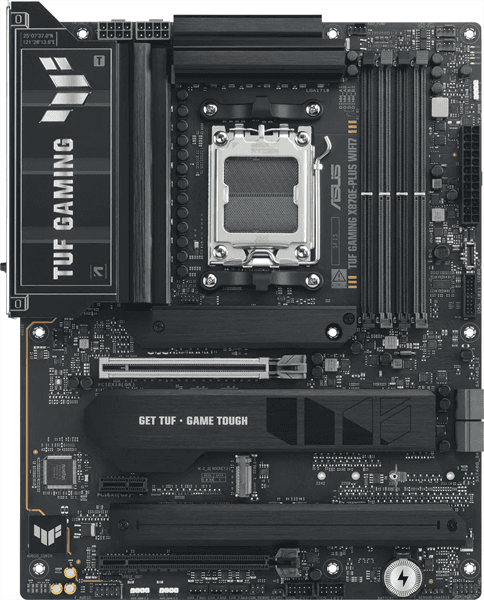Материнская плата ASUS TUF GAMING X870E-PLUS WIFI7, AM5, X870E, 4*DDR5, 4*SATA, 4*M.2, 4*USB 2.0, 7*USB 3.2, 2*Type-C, 2*PCIx16, 1*PCIx1, HDMI, ATX; 90MB1M70-M0EAY0