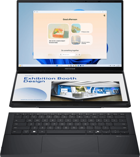 Ноутбук ASUS Zenbook Duo UX8406CA-QL221W Intel Core Ultra 7 255H/16GB 1TB/Intel Arc Graphics/14"FHD(1920 x 1200)OLED 16:10/WiFi 7+BT 5.4/WIN11 HOME/1.39 kg/Inkwell Gray/Stylus+Sleeve