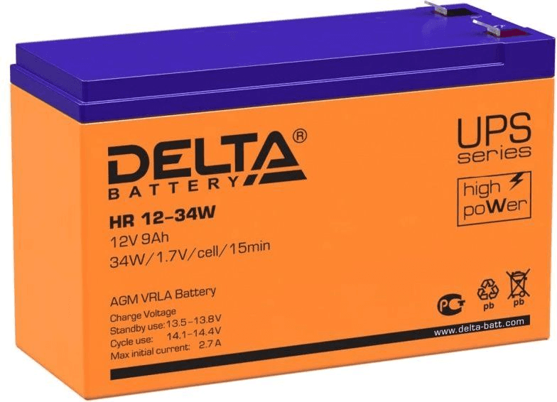 АКБ Delta Аккумуляторная батарея для ИБП HR 12-34 W (12V / 9Ah)