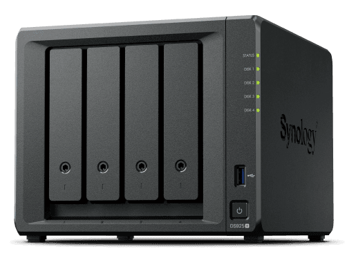 Система хранения данных Synology QC 2,2GhzCPU/4Gb(32)/RAID0,1,10,5,6/4HP HDD SATA(3.5', 2.5')upto 9hp HDD (1xDX525)/2xM.2 NVMe/2xUSB3.2/2x2.5GbE/iSCSI/1xPS/1YW repl DS923+