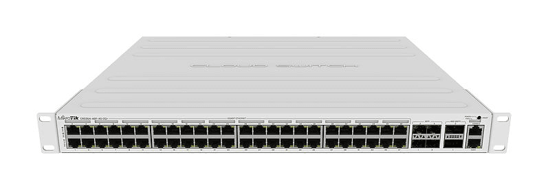 Коммутатор MikroTik Cloud Router Switch 354-48P-4S+2Q+RM with 48 x Gigabit RJ45 LAN (all PoE-out), 4 x 10G SFP+ cages, 2 x 40G QSFP+ cages, RouterOS L5, 1U rackmount enclosure (потертости, царины, сколы краски)