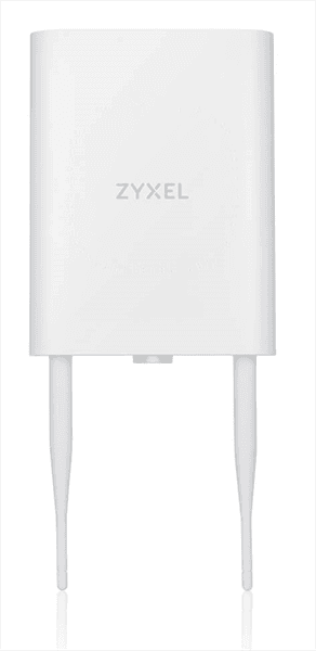 Точка доступа/ Zyxel Zyxel NebulaFlex NWA55AXE hybrid outdoor access point, 802.11a / b / g / n / ac / ax (2.4 and 5 GHz), external 2x2 antennas (included), up to 575 + 1200 Mbps, 1xLAN GE, anti- 4G / 5G, no Captive portal and WPA-Enterprise support, IP55, PoE only, PoE injector included