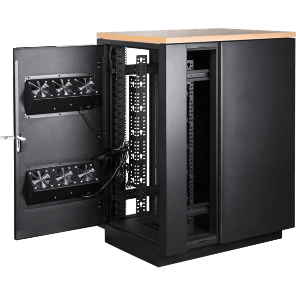 Шкаф коммутационный Lanmaster Soundproof (LAN-DC-CBSP-24U-WD) 24U 750x1130мм пер.дв. с шумоизол. без задн.дв. 2 бок.пан. 1000кг с вентилятором