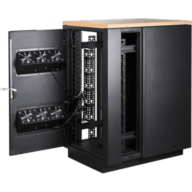Шкаф коммутационный Lanmaster Soundproof (LAN-DC-CBSP-24U-WD) 24U 750x1130мм пер.дв. с шумоизол. без задн.дв. 2 бок.пан. 1000кг с вентилятором