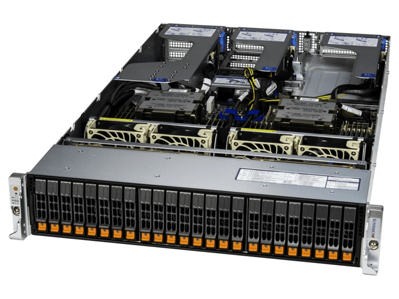 Сервер Supermicro Hyper A+ Server 2U 2125HS-TNR noCPU(2)9004 EPYC/TDP 290W/no DIMM(24)/24 NVME(SATA/SAS optional)/2-port 10Gbase-T/2x1600W(2nd config)