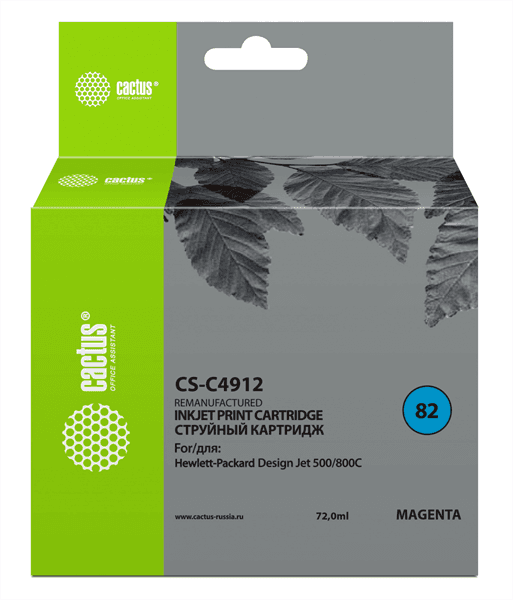 Cactus CS-C4912 Картридж струйный №82 пурпурный 72мл для HP DesignJet 500/800C