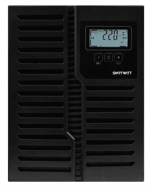 Источник бесперебойного питания SMARTWATT ИБП онлайн, чистый синус, мощность 2000/1800 ВА/Вт, напольный, LCD дисплей, порт USB, RS232, EPO, SNMP слот, IEC13 - 8 шт., встроенные АКБ 4*9 Ач