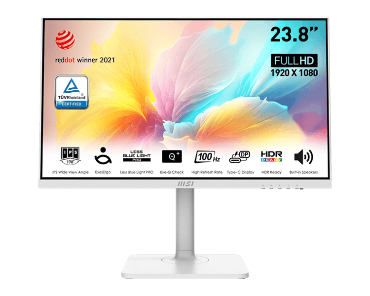 Монитор MSI 23,8" Modern MD2412PW, 16:9, IPS, FHD, 4ms, 300cd, 100Hz, HDMI, USB-C, SPK, HAS