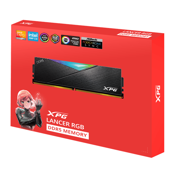Модуль памяти ADATA 32GB DDR5 8000 DIMM XPG Lancer RGB kit 2*16, 1.45V, CL38-48-48, black