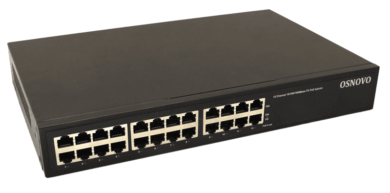 Инжектор/ OSNOVO PoE-инжектор Gigabit Ethernet на 12 портов, PoE на порт - до 30W, суммарно до 180W