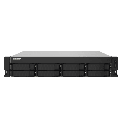 Система хранения данных QNAP SMB 2U/8bay QC 1,7GhzCPU/4Gb(upto16Gb)/upto 20HDD with TL-R1200S-RP/SATA(3,5" 2,5")/ 4xUSB3.2/1xExp.slot/2x2,5Gb 2x10Gb(SFP+)/iSCSI/1xPS/no rail(RAIL-B02)/3YW TS-832PXU-4G-EU-RU