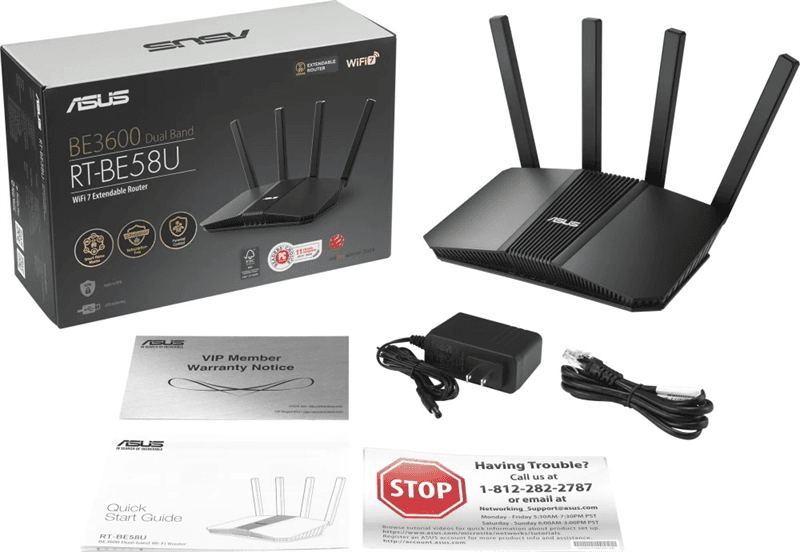 Маршрутизатор ASUS RT-BE58U (BE3600, 1x2500Mbs WAN, 4x1000Mbs LAN, 1хUSB 3.0, black) (RT-BE58U)