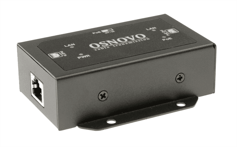 Удлинитель Ethernet+PoE OSNOVO E-PoE/1G(90W) PoE удлинитель 10M/100M/1000M Gigabit Ethernet до 700м (потребуется 6 устройств). 70 Ватт на дистанции 100 метров, 3,8 Ватт на максимальной дистанции. Увеличение расстояния переда