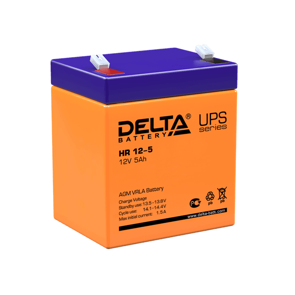 АКБ Delta Аккумуляторная батарея для ИБП HR 12-5 (12V / 5Ah)