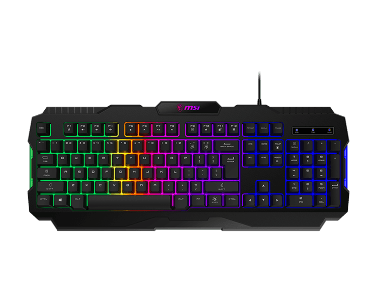 клавиатура проводная Keyboard MSI FORGE GK100, Wired, RGB lighting, Anti-ghosting Capability, Black