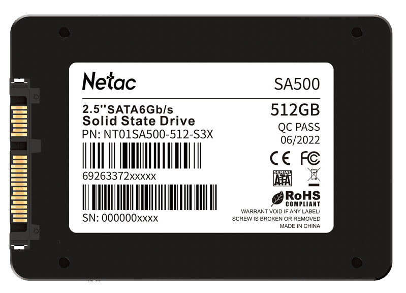Накопитель SSD 512GB SATA-III Netac <NT01SA500-512-S3X> 2.5" 3D TLC