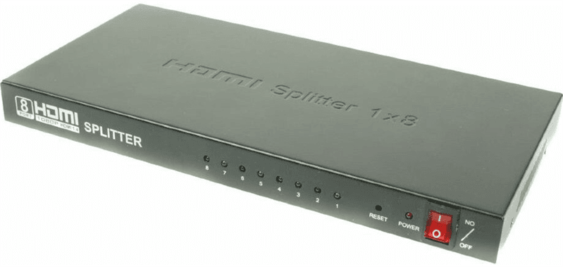 Osnovo - Разветвитель сигнала HDMI (1вх./8вых.). Максимальное разрешение 4K2K(30Гц). Поддержка 3D и HDCP. Скорость передачи данных до 10,2Гбит/с.Вх.- HDMI(A)/Роз.2,1х5мм(DC5V). Вых.- HDMI(A)x8. В комплекте БП DC5V(2А). Вес: 0,7кг. Размеры (ШxВxГ): 277x26x140мм. Рабочая температура -5…+55°С.