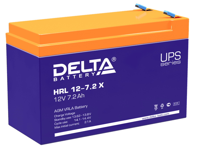 Аккумуляторная батарея Delta Аккумуляторная батарея для ИБП (10-12 лет) HRL 12-7.2 X (12V / 7.2Ah)