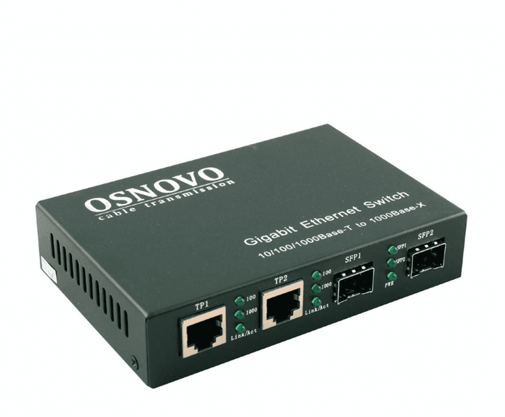 Коммутатор Gigabit Ethernet OSNOVO SW-70202 Неуправляемый коммутатор Gigabit Ethernet на 4 порта. Порты: 2 x GE (10/100/1000Base-T), 2 x GE SFP (1000Base-FX). В комплекте БП DC5V(2A). Размеры (ШхВхГ): 145x27х85 мм. Рабочая темпе