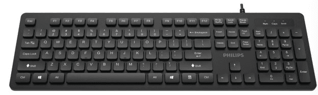 Аксессуары Philips Проводная Клавиатура SPK6264, USB 2.0 104 клав, русская заводская раскладка, чёрный (незначительное повреждение коробки)