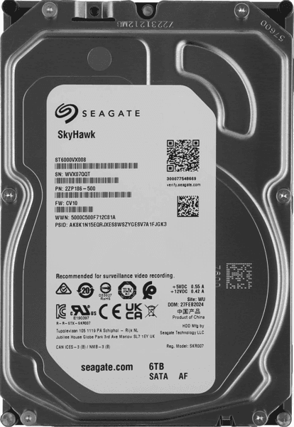 Жесткий диск 3.5" 6TB Seagate SkyHawk Surveillance HDD ST6000VX008 SATA 6Gb/s, 5400rpm 256MB, 24x7