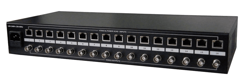 Передача CVBS+питание по кабелю витой пары OSNOVO RP-16CP/S Пассивный 16-ти канальный приемник композитного видеосигнала + питание (стабилизированное) по витой паре CAT5e до 300м. Совместная работа с TP-CP/S пассивным передатчиком, обеспечиваю