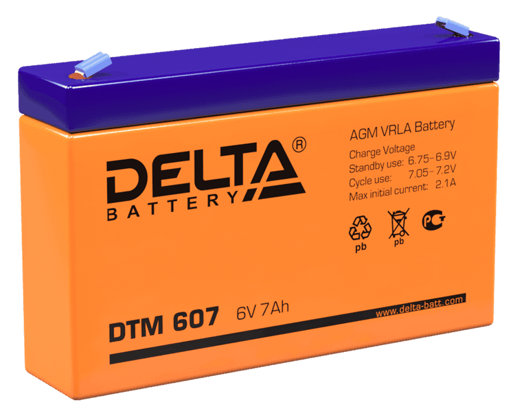 Аккумуляторная батарея Delta Аккумуляторная батарея для ИБП DTM 607 (6V / 7Ah)