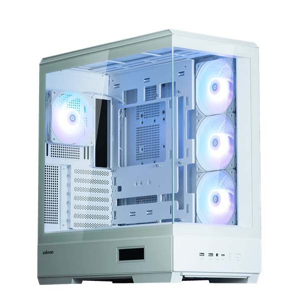 корпус ZALMAN P50 DS, ATX, WHITE, WINDOW, 2x3.5", 3x2.5", 1xUSB TYPE-C, 2xUSB3.0, SIDE 3x120mm ARGB, REAR 1x120mm ARGB (после тестирования)