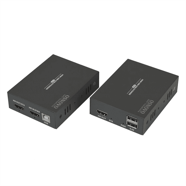 Комплект KVM удлинителя HDMI, USB OSNOVO TA-HiKMP2+RA-HiKMP2 Комплект KVM удлинителя HDMI, USB по кабелю витой пары CAT6 до 50м. Разрешение до 1920x1080(60Гц). Поддержка POC-передача питания от передатчика на приемник по кабелю витой