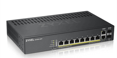 Коммутатор Smart L2 PoE+ Zyxel NebulaFlex GS1920-8HPv2, 8xGE PoE+, 2xCombo (SFP/RJ-45), бесшумный (без вентилятора), бюджет PoE 130 Вт