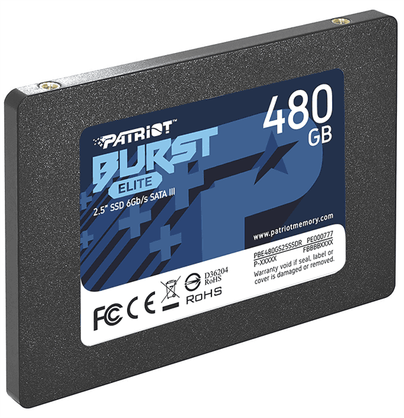 Твердотельный накопитель Patriot SSD BURST ELITE 480GB SATA3 2.5" R450/W320 TBW 200TB 3D NAND