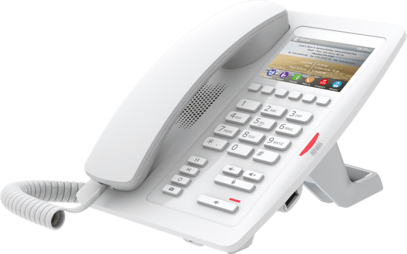 SIP-Телефон Fanvil H5, 2 SIP-акк., 3.5", 480x320 Цвет. экран, POE, БП в комп., 2x100 Mbps, Белый, 6 прог. клав.